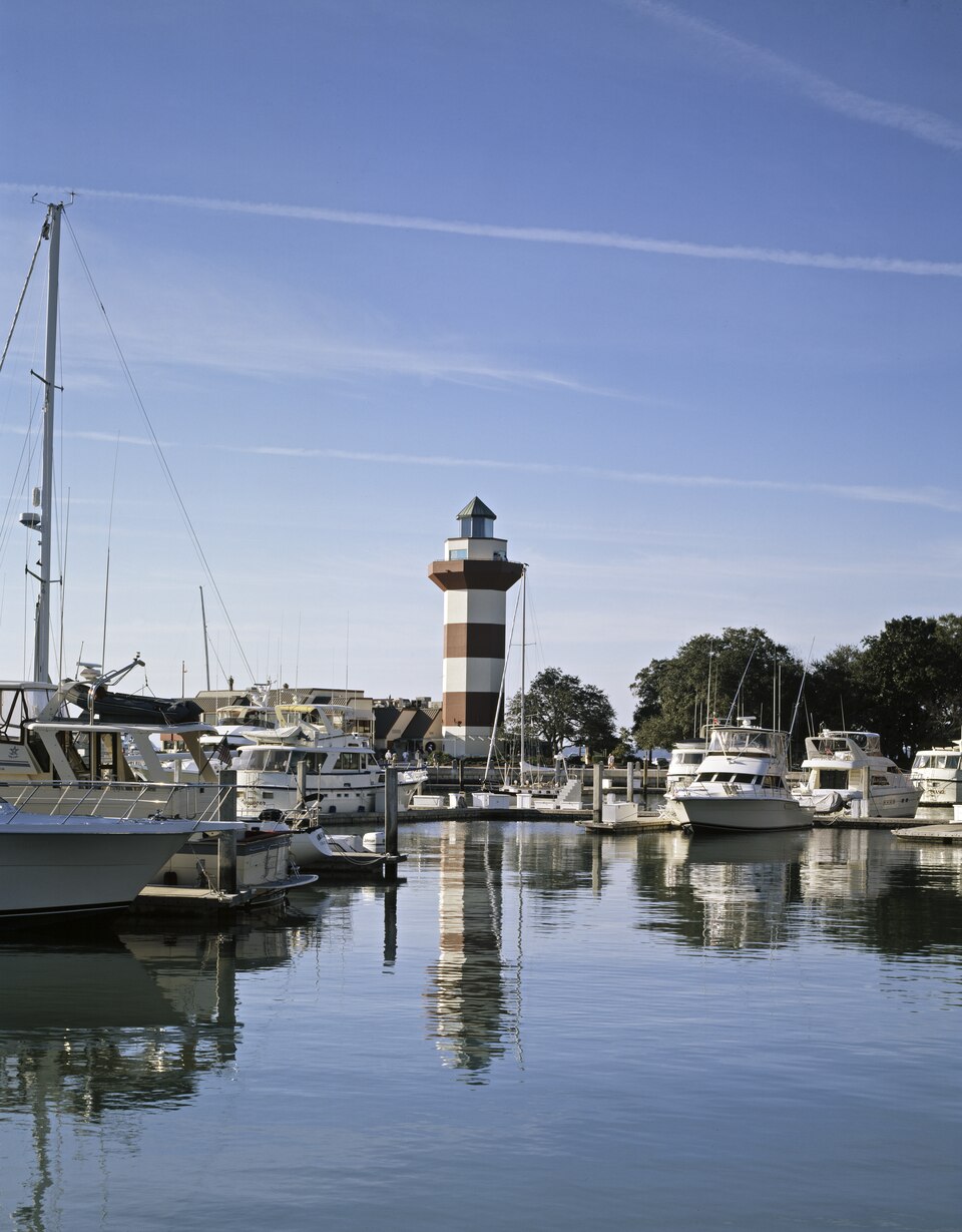 Harbour Town Light across the marina