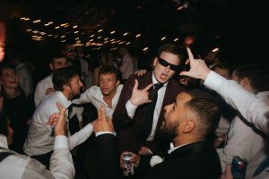 Wedding guests dancing