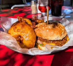 A dish at Sesame Burgers & Beer
