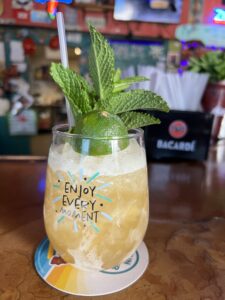 A drink at The Sandbar